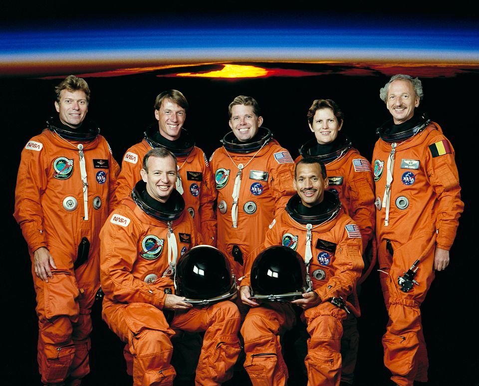 Standing: Lichtenberg, Foale, Leestma, Sullivan and Frimout
Seated: Duffy and Bolden