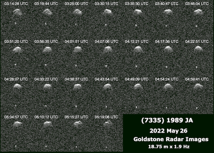 Radar images of 1989 JA and its satellite, imaged by the Goldstone observatory
